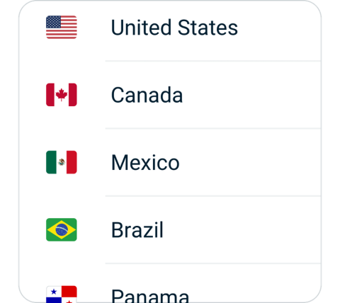 RStar connect step 2, choose VPN server location